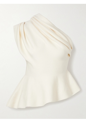 KHAITE - Aimee Asymmetric One-shoulder Wool-blend Peplum Top - Cream - x small,small,medium,large