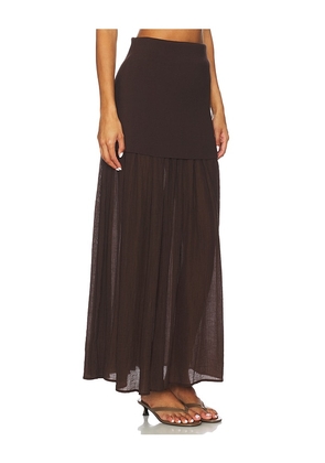 Line & Dot Rhone Mix-media Skirt in Brown. Size L. Also in M, S, XS.