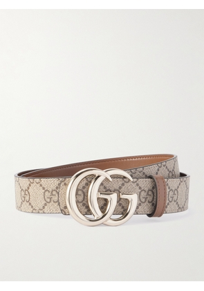 Gucci - Gg Marmont Leather-trimmed Printed Coated-canvas Belt - Neutrals - 75,80,85,90,95