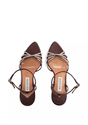 Aquazzura crystal-embellished satin sandals - Brown