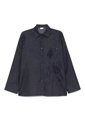 Eleventy sequin-embellished wool-blend shirt - Blue