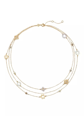 Tory Burch triple-strand flower-charm necklace - Gold