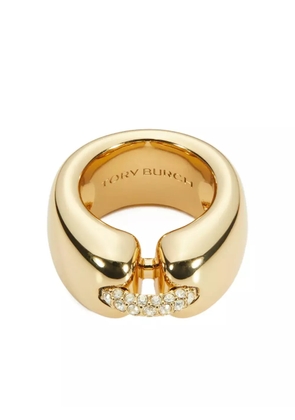 Tory Burch crystal-embellished gold ring
