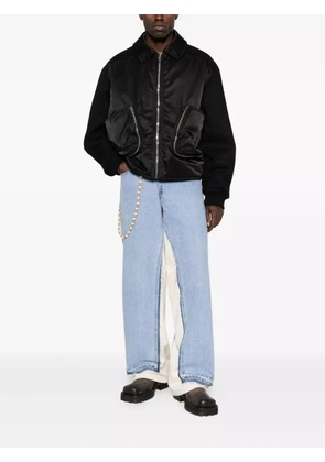 BLUEMARBLE zip-front wool-sleeve bomber jacket - Black