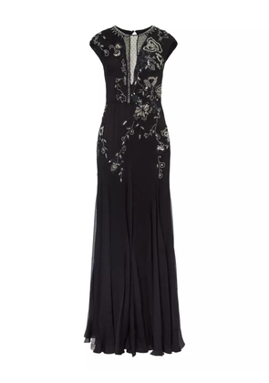Temperley London Lilly bead-embellished floral gown - Black