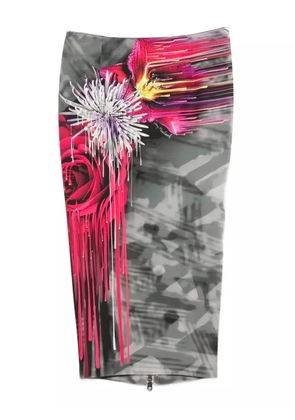 Gemy Maalouf floral-print zip-front skirt - Grey