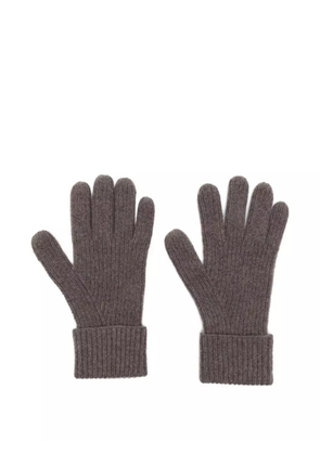 N.Peal cashmere ribbed gloves - Brown