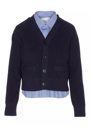 sacai button-front striped shirt cardigan - Blue