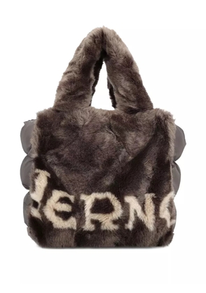 Herno faux-fur logo-embellishment tote bag - Brown
