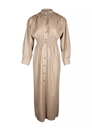 Nanushka shirred leather midi dress - Neutrals