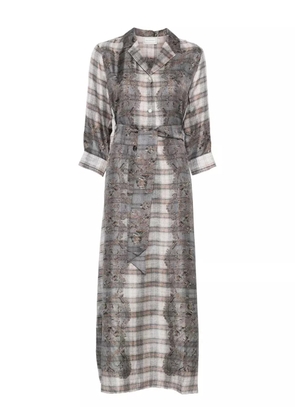 Pierre-Louis Mascia plaid-check embroidered dress - Grey
