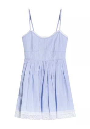 LoveShackFancy Harrisine lace-trimmed striped dress - Blue