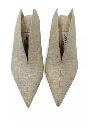 Jimmy Choo Pre-Owned Loris linen pointed-toe mules - Neutrals