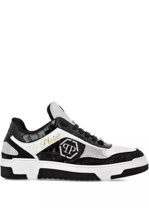 Philipp Plein crystal-embellished crocodile-effect sneakers - Black