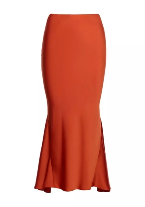 V:PM ATELIER Terra satin fishtail midi skirt - Orange
