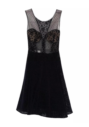 Gemy Maalouf mesh-insert V-neck mini dress - Blue