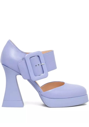 AGL 110mm buckle-strap platform pumps - Purple