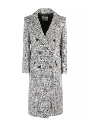 ERMANNO FIRENZE sequin-embellished double-breasted coat - Grey