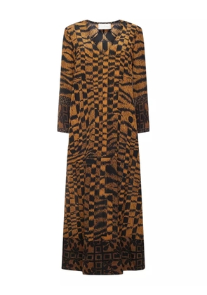 Pierre-Louis Mascia abstract-print maxi dress - Brown