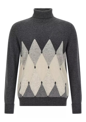 Ballantyne argyle-pattern turtleneck sweater - Grey