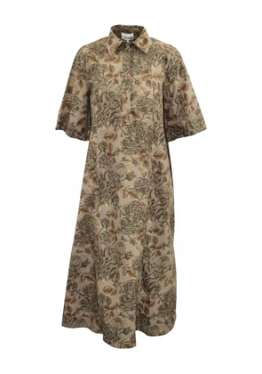 GANNI floral-print shirt dress - Brown