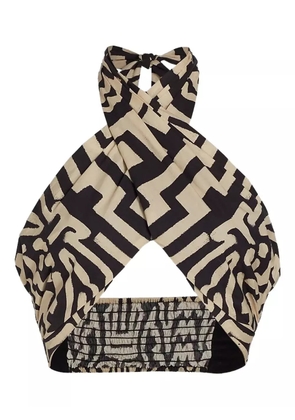 Johanna Ortiz halterneck print top - Black