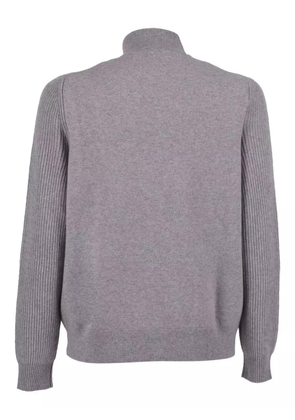 Lardini ribbed-panel wool cardigan - Grey