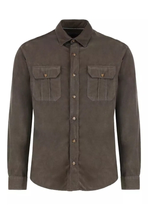 Canali flap-pocket corduroy shirt - Brown