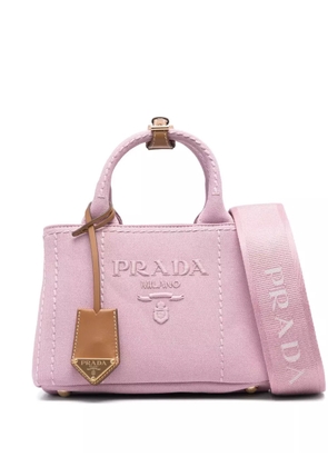 Prada logo-embroidered tote bag - Pink