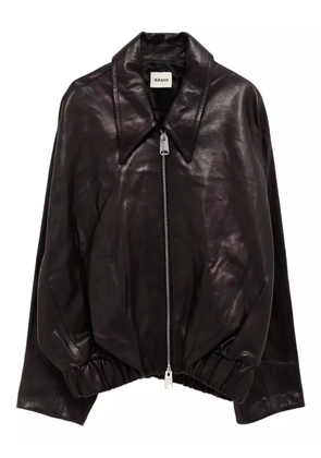 KHAITE ruched-hem lambskin jacket - Black