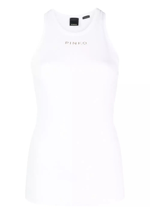 PINKO logo-print ribbed tank top - White