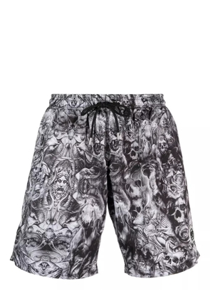 Philipp Plein Tattoo graphic-print swim shorts - Black