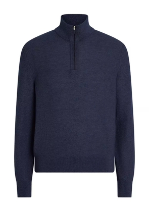 Zegna mock-neck half-zip cashmere sweater - Blue