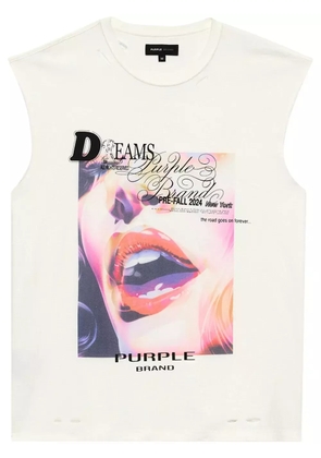 Purple Brand photograph-print cotton tank top - White