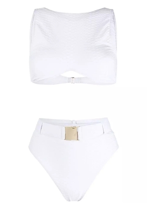 Noire Swimwear belted high-rise bikini - White