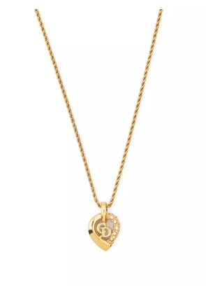Christian Dior Pre-Owned 1990s rhinestone-embellished heart pendant necklace - Gold