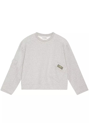 GANNI logo-patch sweatshirt - Grey