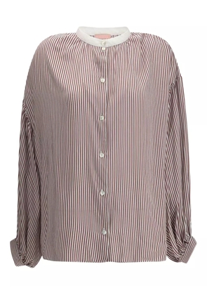 Kristina Ti striped balloon-sleeve shirt - Red