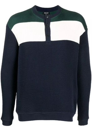 Giorgio Armani ribbed-knit polo jumper - Blue