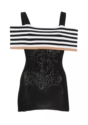 Gianfranco Ferré Pre-Owned 2000s striped embellished top - Black