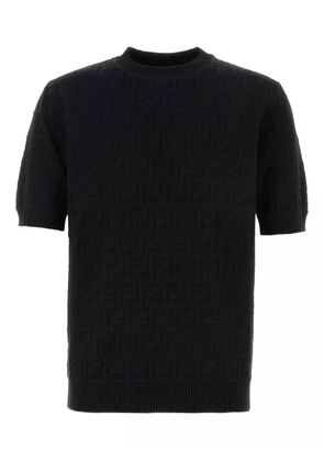 FENDI FF-pattern short-sleeve sweater - Black