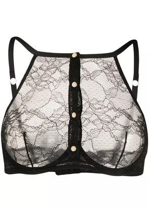 Maison Close lace buttoned bra - Black