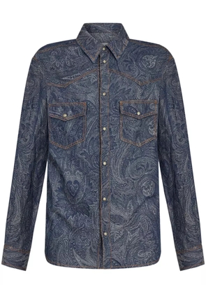 ETRO paisley-print denim shirt - Blue