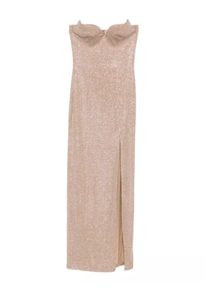 Giuseppe Di Morabito crystal-embellished side-split maxi dress - Neutrals