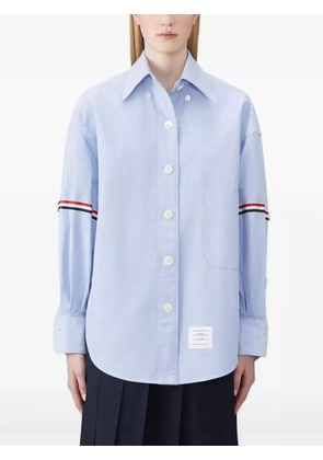 Thom Browne grosgrain-trimmed spread-collar shirt - Blue