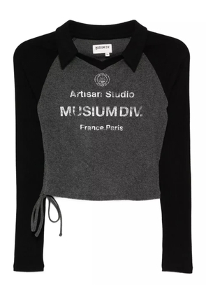 Musium Div. logo-print collar-embellished T-shirt - Black