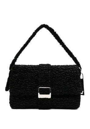 la milanesa textured buckle shoulder bag - Black