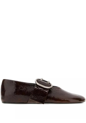 Jil Sander buckle-detail leather ballerina flats - Brown