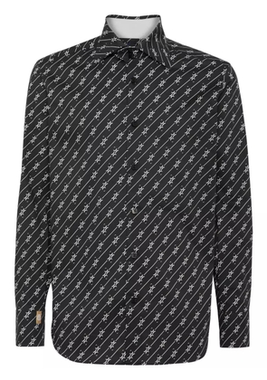 Billionaire monogram-pattern cotton shirt - Black