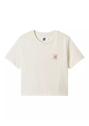 izzue cat-embroidered T-shirt - Neutrals